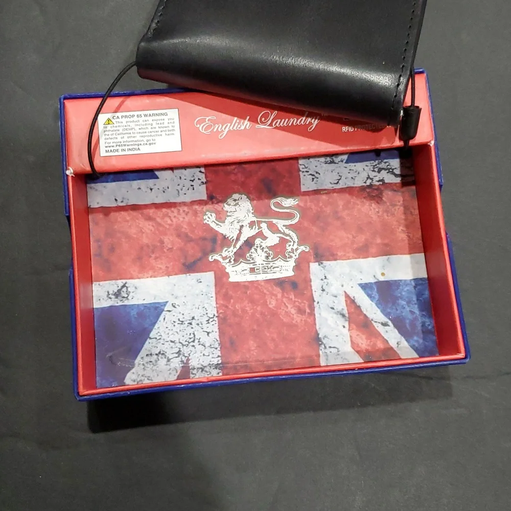 English laundry black genuine leather men's bifold RFID‎ protected wallet new